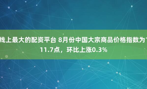 线上最大的配资平台 8月份中国大宗商品价格指数为111.7点，环比上涨0.3%